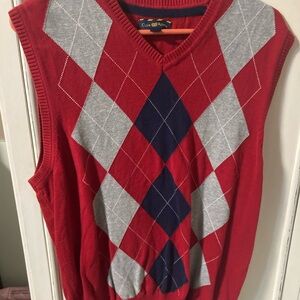 Club Room Red and White Argyle Sweater Vest